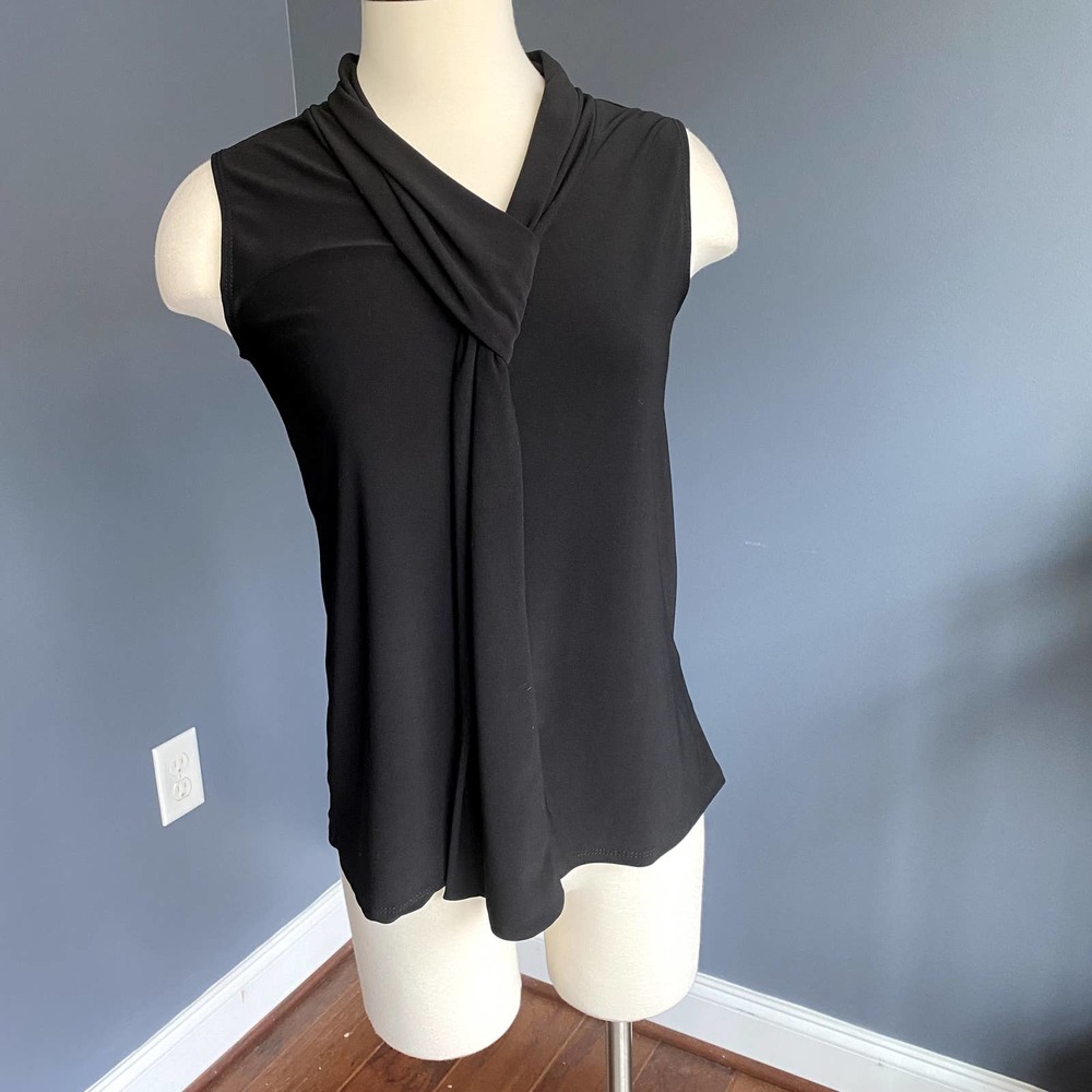 Black sleeveless top with knot detail